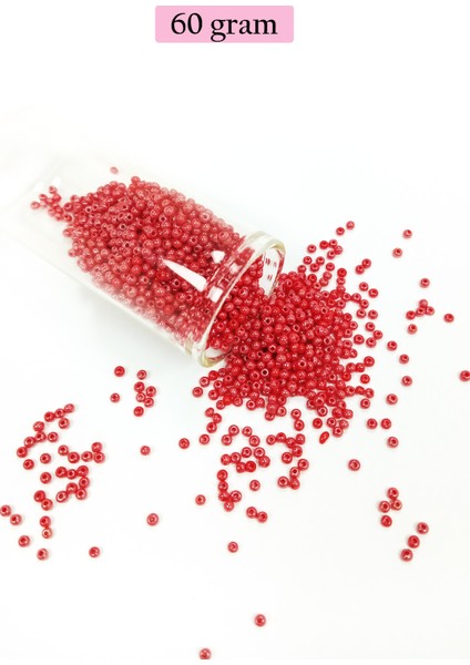 Dökme Cam Kum Boncuk (11/0) 2 mm - 60 Gram - Kırmızı - BNC039