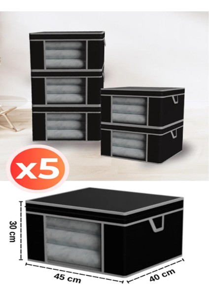 Siyah 5 Adet Üst Kalite Pencereli Kıyafet Eşya Saklama Hurcu Baza Altı Depolama Hurcu Organizer fiyatları