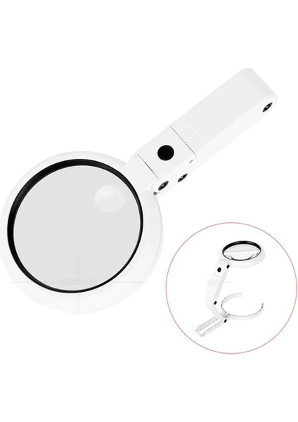 Heyf USB Şarj Edilebilir Katlanabilir 3.510X Büyüteç 8 Ledli Masa ve Eliçin Taşınabilir Büyüteç FS90RC