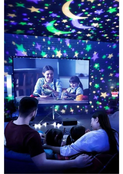 Tavana Işık Yansıtmalı Gece Lambası Dönen Yıldız Ay Projeksiyon Oda Lambası Işık Küresi-Star Master modelleri