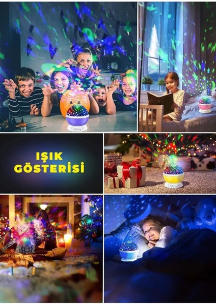 Tavana Işık Yansıtmalı Gece Lambası Dönen Yıldız Ay Projeksiyon Oda Lambası Işık Küresi-Star Master fırsatları