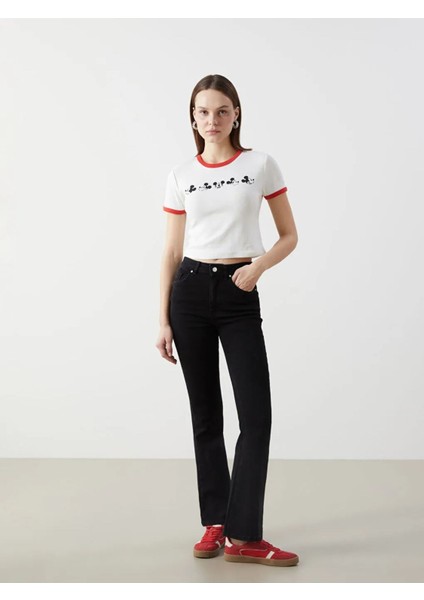 Lc Waikikixsıde Siyah Yüksek Bel Mars Flare Kadın Jean Pantolon T T