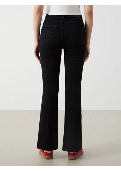 Lc Waikikixsıde Siyah Yüksek Bel Mars Flare Kadın Jean Pantolon T T