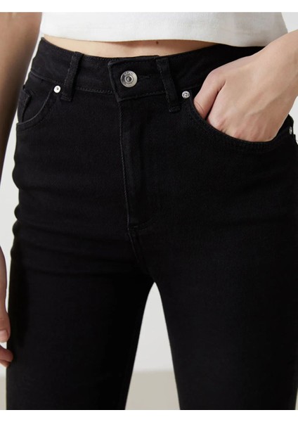 Lc Waikikixsıde Siyah Yüksek Bel Mars Flare Kadın Jean Pantolon T T
