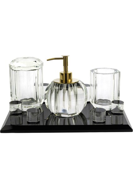 Siyah Clear 4 Parça Banyo Seti 30X21 cm
