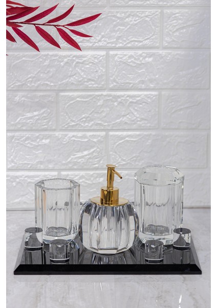 Siyah Clear 4 Parça Banyo Seti 30X21 cm fiyatları