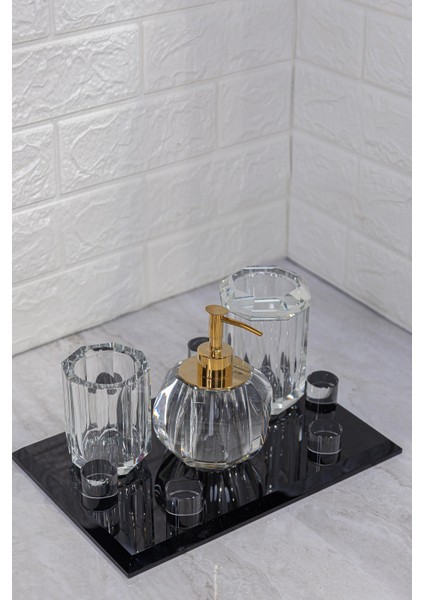 Siyah Clear 4 Parça Banyo Seti 30X21 cm modelleri