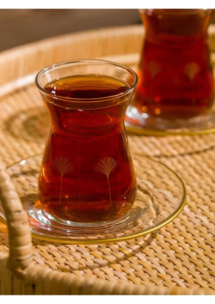 Home Sarı Baskılı 4 Kişilik Cam Çay Bardağı Seti T T modelleri