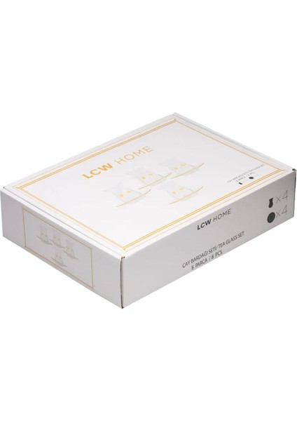 Home Sarı Baskılı 4 Kişilik Cam Çay Bardağı Seti T T fırsatları