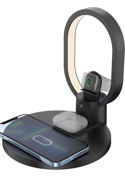 Cep Telefonu Kablosuz Şarj Kulaklık Şarj Standı Tutucusu ve Masa Lambası Set 4in1 modelleri