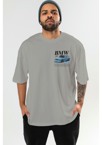 Bmw M3 E30 Ön Sol Baskılı Oversize T-Shirt Erkek Kadın Unisex Pamuk Bisiklet Yaka Tişort