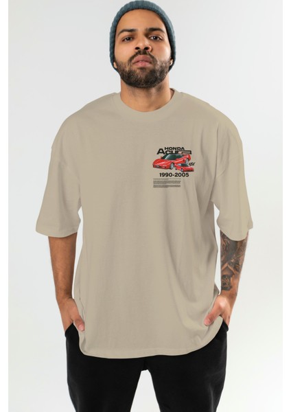 Honda Acura Nsx Ön Sol Baskılı Oversize T-Shirt Erkek Kadın Unisex Pamuk Bisiklet Yaka Tişort