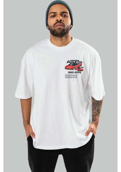 Honda Acura Nsx Ön Sol Baskılı Oversize T-Shirt Erkek Kadın Unisex Pamuk Bisiklet Yaka Tişort