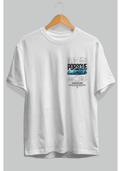 Porsche 911 Turbo S Rwb Ön Sol Baskılı Oversize T-Shirt Erkek Kadın Unisex Pamuk Bisiklet Yaka Tişort fiyatları