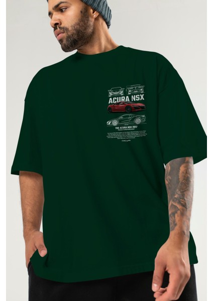 Honda Acura Nsx 1 Ön Sol Baskılı Oversize T-Shirt Erkek Kadın Unisex Pamuk Bisiklet Yaka Tişort modelleri