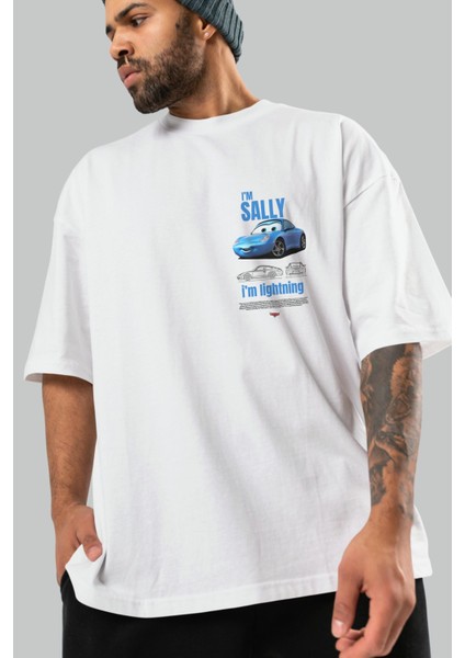I Am Sally , I Am Lightning Ön Sol Baskılı Oversize T-Shirt Erkek Kadın Unisex %100 Pamuk Bisiklet Yaka Tişort modelleri