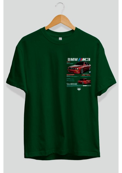 Bmw E30 M3 Ön Sol Baskılı Oversize T-Shirt Erkek Kadın Unisex Pamuk Bisiklet Yaka Tişort fiyatları