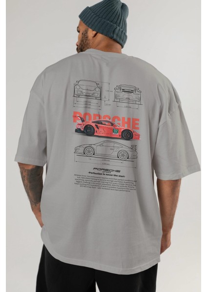 Porsche 911 Gt3 Rs Rosa Blanco Arka Baskılı Oversize T-Shirt Erkek Kadın Unisex Pamuk Bisiklet Yaka Tişort indirimleri