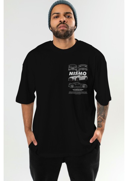 Nıssan Nısmo Ön Sol Baskılı Oversize T-Shirt Erkek Kadın Unisex %100 Pamuk Bisiklet Yaka Tişort