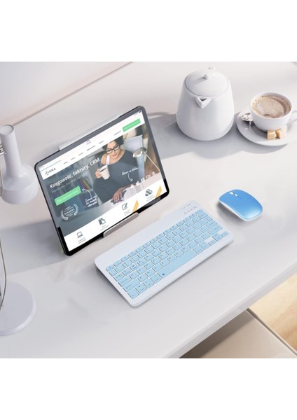 Swipe X1 10.1" Uyumlu Kablosuz Bluetooth Şarjlı Klavye Mouse Seti - Mavi
