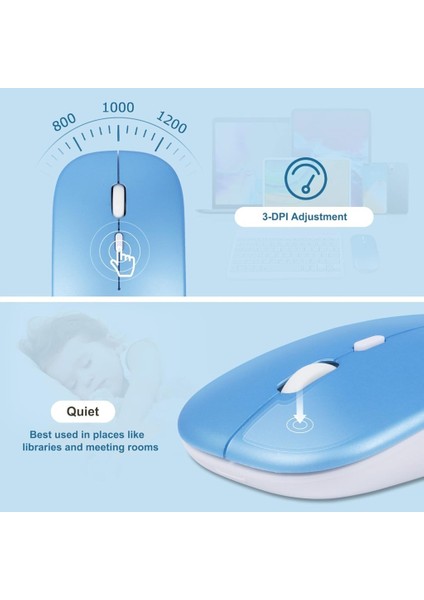 Swipe X1 10.1" Uyumlu Kablosuz Bluetooth Şarjlı Klavye Mouse Seti - Mavi