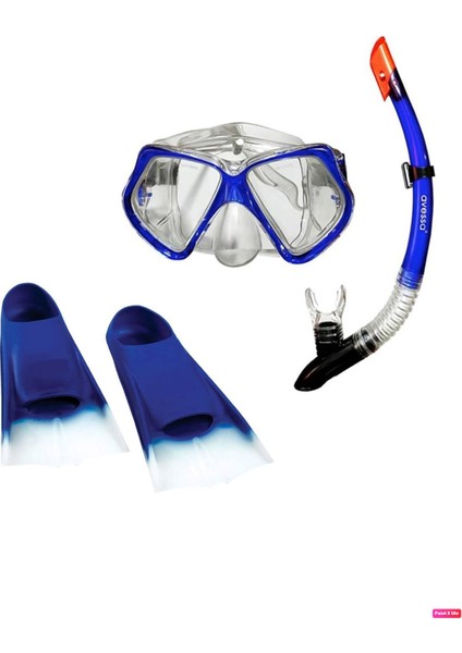 Premium Yetişkin Dalış Seti Mavi Şnorkel Set & Mavi Palet (39-41)