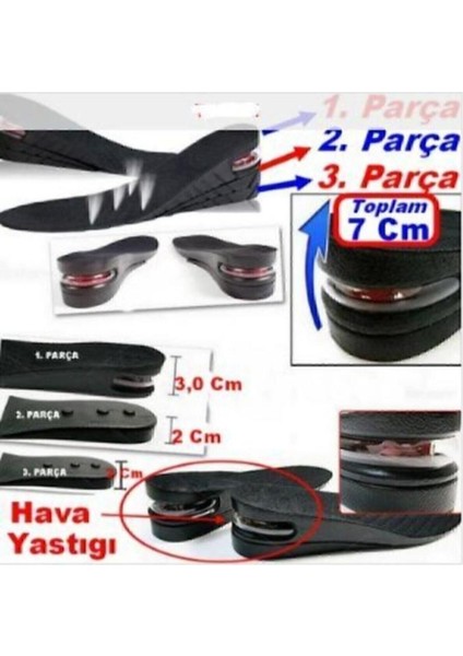 Uzatıcı Tabanlık Gizli Topuk 7 cm Ortopedik Hava Yastıklı Tam Boy fiyatları