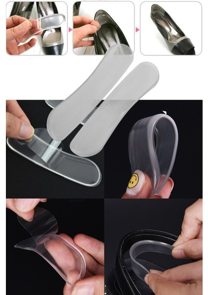 2'li Şeffaf Ayakkabı Vurma Önleyici Silikon Topuk Koruyucu Jel Topuk Yastığı