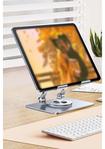Tablet Standı Tüm Modeller İçin 360 Derece Dönen Alüminyum Masaüstü Tablet Telefon Tutucu