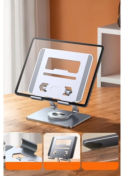 Alüminyum Masaüstü Tablet Telefon Tutucu Tablet Standı Tüm Modeller İçin 360 Derece Dönen fırsatları