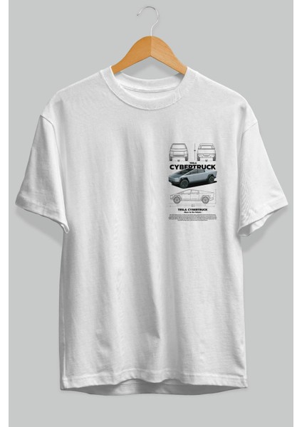 Tesla Cybertruck Ön Sol Baskılı Oversize T-Shirt Erkek Kadın Unisex %100 Pamuk Bisiklet Yaka Tişort fiyatları