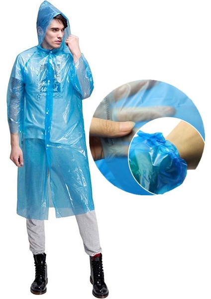Unisex Yağmurluk Kapüşonlu Gevşek Basit Uzun Kollu Tek Kullanımlık Olmayan Yağmurluk Şeffaf Ince Pro