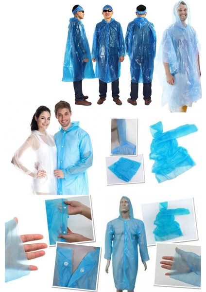 Unisex Yağmurluk Kapüşonlu Gevşek Basit Uzun Kollu Tek Kullanımlık Olmayan Yağmurluk Şeffaf Ince Pro