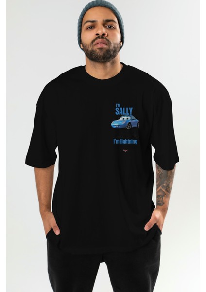 I Am Sally , I Am Lightning Ön Sol Baskılı Oversize T-Shirt Erkek Kadın Unisex %100 Pamuk Bisiklet Yaka Tişort