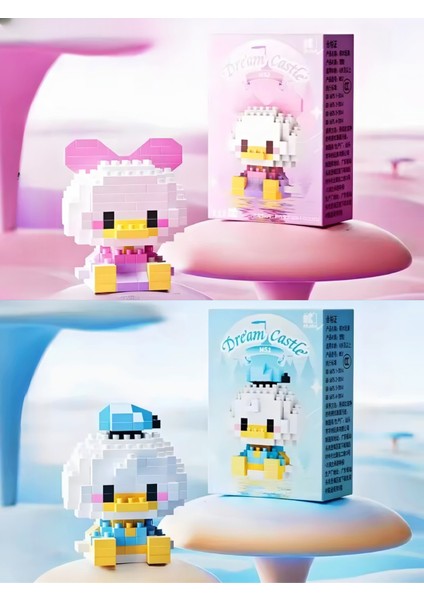 Bricks Premium Seri Donald Duck Daisy Duck Figür Yapı Taşları 2'li Set