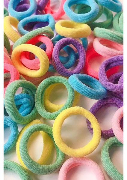 Neon Canlı Renklerde Mini Lastik Toka 100LÜ Çoklu Sağlam Lastik Toka