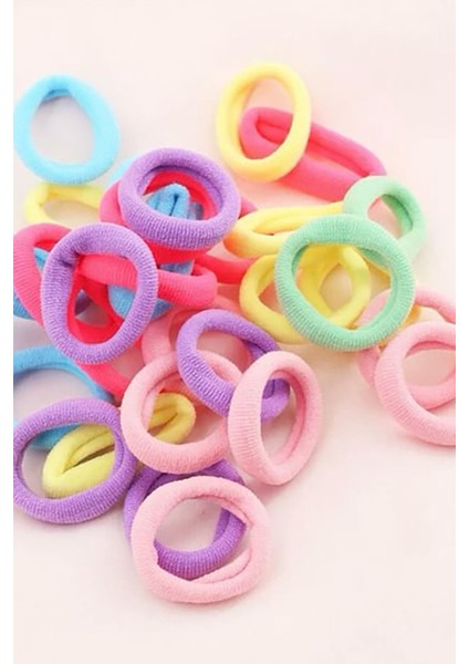 Neon Canlı Renklerde Mini Lastik Toka 100LÜ Çoklu Sağlam Lastik Toka