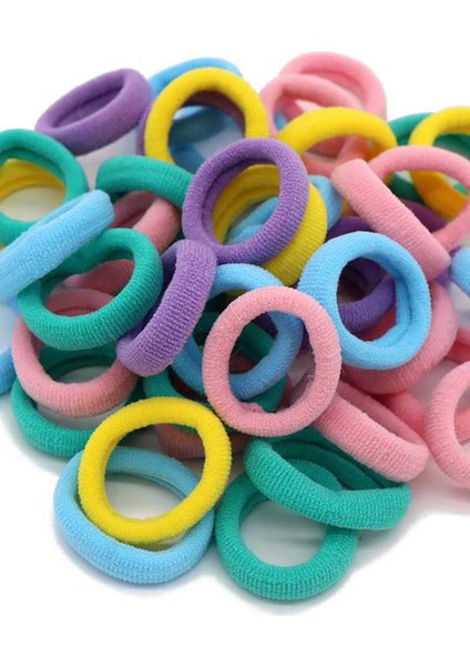 Neon Canlı Renklerde Mini Lastik Toka 100LÜ Çoklu Sağlam Lastik Toka
