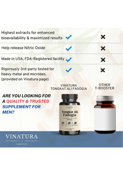 Vİnatura Tongkat Alı & Fadogia Agrestis - 1200MG, L-Citrulline And L-Arginine, 60 Capsul.made In Usa