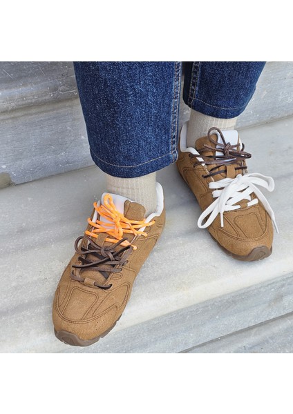 Süet Düz Taban Miu Miu Modeli Kadın Bağcıklı Rahat Spor Ayakkabı modelleri