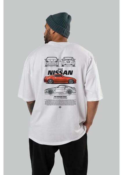Nıssan 350Z 1 Arka Baskılı Oversize T-Shirt Erkek Kadın Unisex %100 Pamuk Bisiklet Yaka Tişort fırsatları