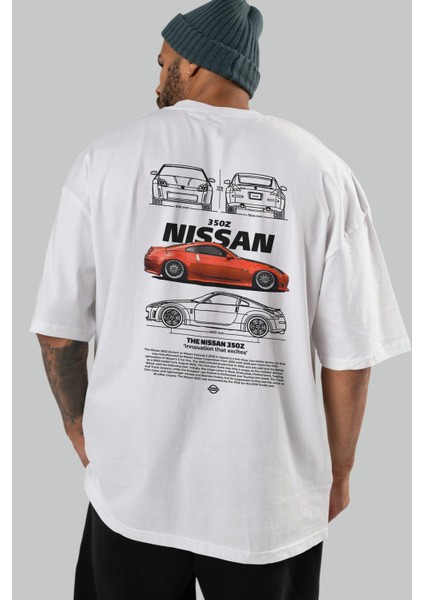 Nıssan 350Z 1 Arka Baskılı Oversize T-Shirt Erkek Kadın Unisex %100 Pamuk Bisiklet Yaka Tişort indirimleri