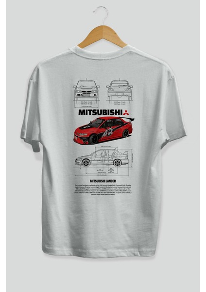 Mıtsubıshı Lancer Arka Baskılı Oversize T-Shirt Erkek Kadın Unisex %100 Pamuk Bisiklet Yaka Tişort fiyatları