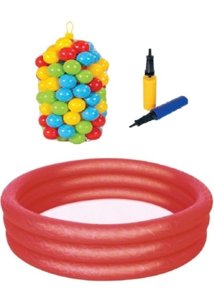 Süper Eglenceli Oyun Seti 122 cm Havuz + 100 Adet 6cm Top Pompa