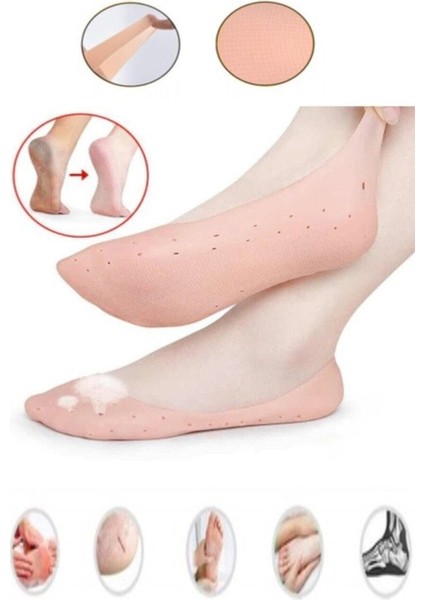 Silikon Patik Yumuşak Rahat Çorap Patik (Çift) Topuk Çatlak Gideren Ayak Bakım Çorapı 2 Adet