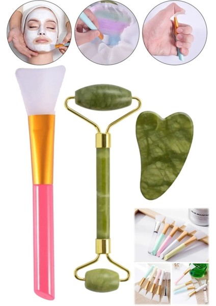 Profesyonel Doğal Yüz Canlandırıcı 2 Taraflı Yüz Rulosu & Yeşim Taşı & Maske Jel Fırça fiyatları