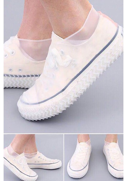 Silikon Yağmur Koruyucu Ayakkabı Kılıfı Kaymaz Dayanıklı Su Geçiremez Yağmurluk (40-46) modelleri