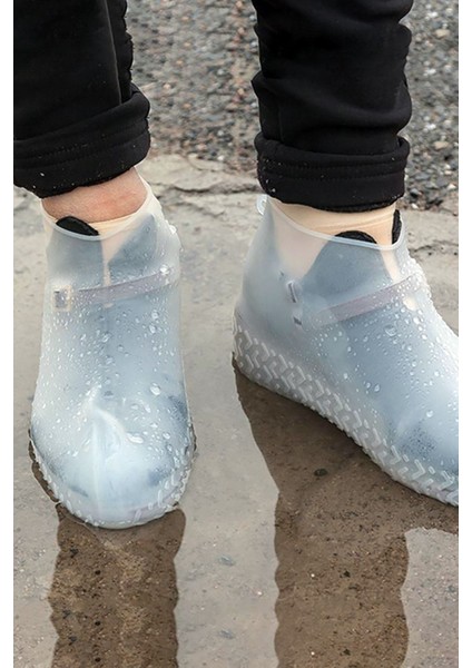 Silikon Yağmur Koruyucu Ayakkabı Kılıfı Kaymaz Dayanıklı Su Geçiremez Yağmurluk (40-46) fırsatları