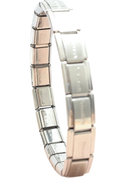 Çelik Bileklik İtalyan Charm Model Unisex Birbirine Geçmeli 18 cm Gümüş (Silver)
