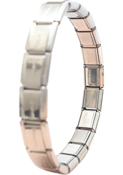Çelik Bileklik İtalyan Charm Model Unisex Birbirine Geçmeli 18 cm Gümüş (Silver) modelleri